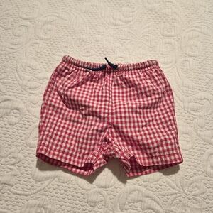 Baby Boden boys 6-12 months red & white gingham swim shorts VGUC